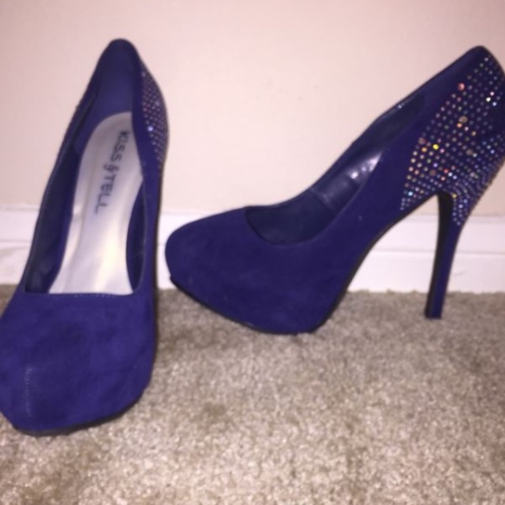 Avena Navy Blue Diamond Platform Stillettos